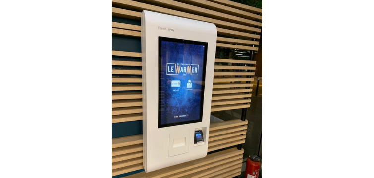 Borne de commande interactive, digitale, tactile, restaurant, caisse, quiosk, bornes