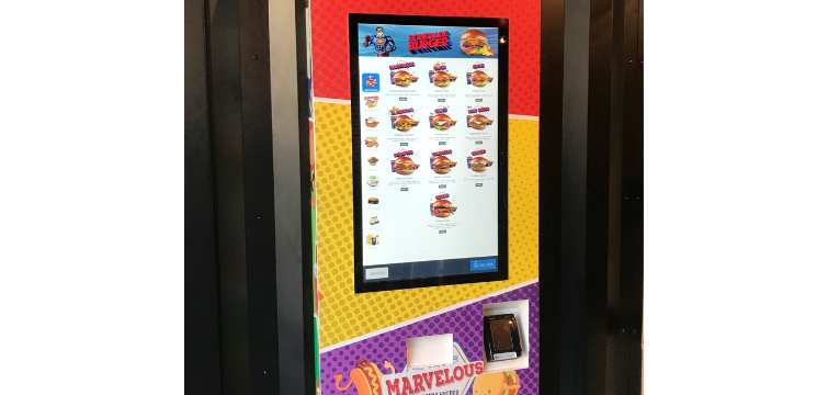 Borne de commande interactive, digitale, tactile, restaurant, caisse, quiosk, bornes