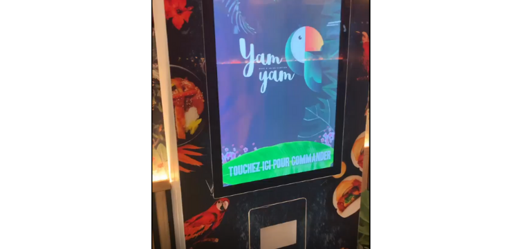 Borne de commande interactive, digitale, tactile, restaurant, caisse, quiosk, bornes